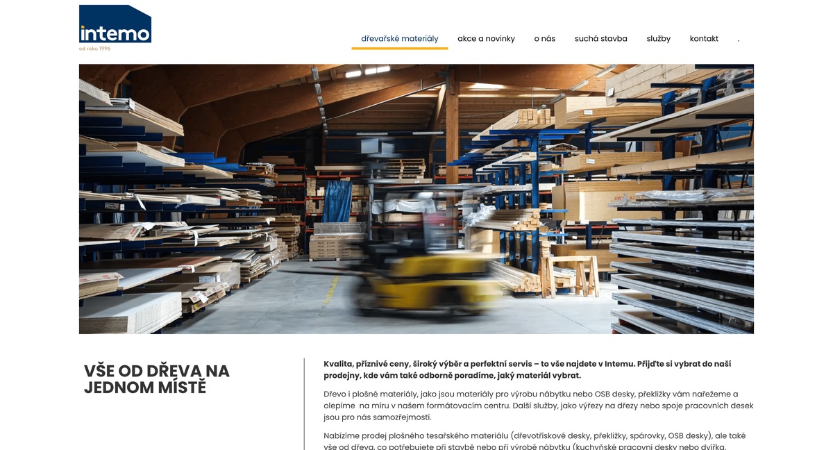 Intemo – Eshop a katalog na míru | Jonas Kopp, tvorba eshopů Ukázka eshopu Intemo – katalog dřevařských materiálů, eshop na míru s poptávkovým systémem