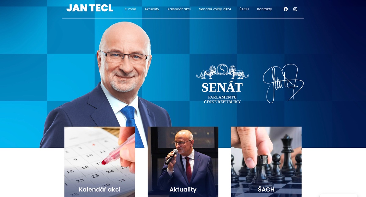 Jan Tecl – Web senátora na míru | Jonas Kopp, tvorba webů Jindřichův Hradec Ukázka webu Jana Tecla – osobní web senátora, moderní politická prezentace na míru | Jonas Kopp