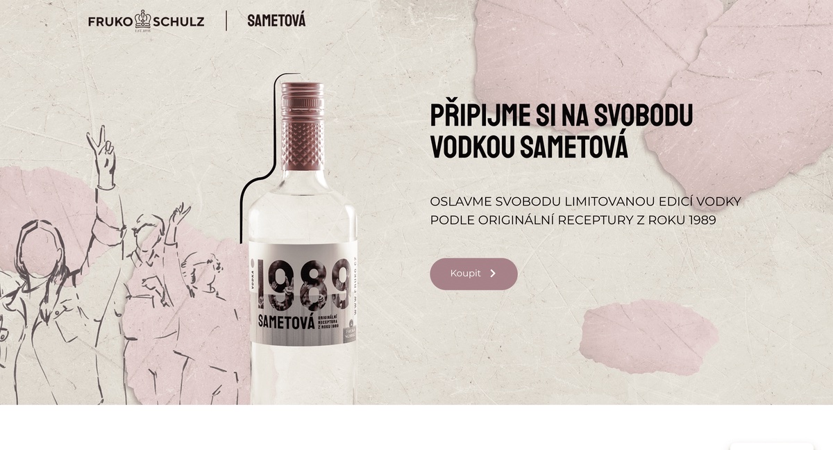Sametová Vodka – Kampaňový web na míru | Jonas Kopp, webový vývojář Ukázka kampaňového webu Sametová Vodka – jednostránkový web pro limitovanou edici | Jonas Kopp